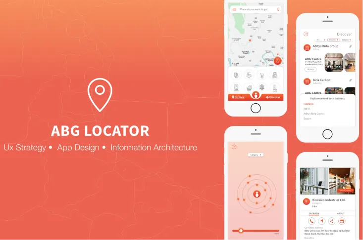 ABG Locator map app screens